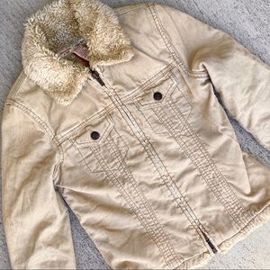 abercrombie & fitch corduroy sherpa collard zip up